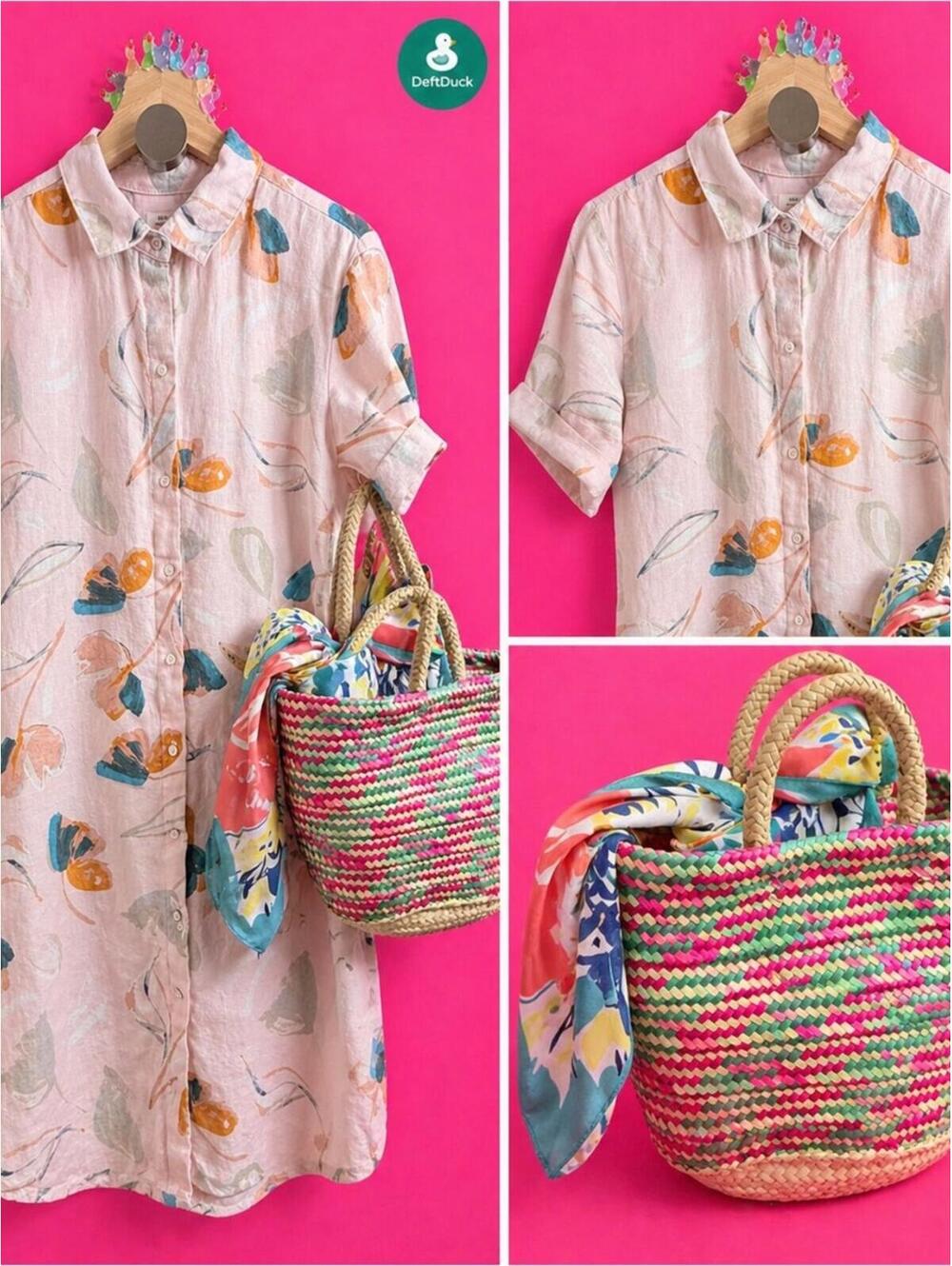 Light Pink Floral Button-Up Shirt Look